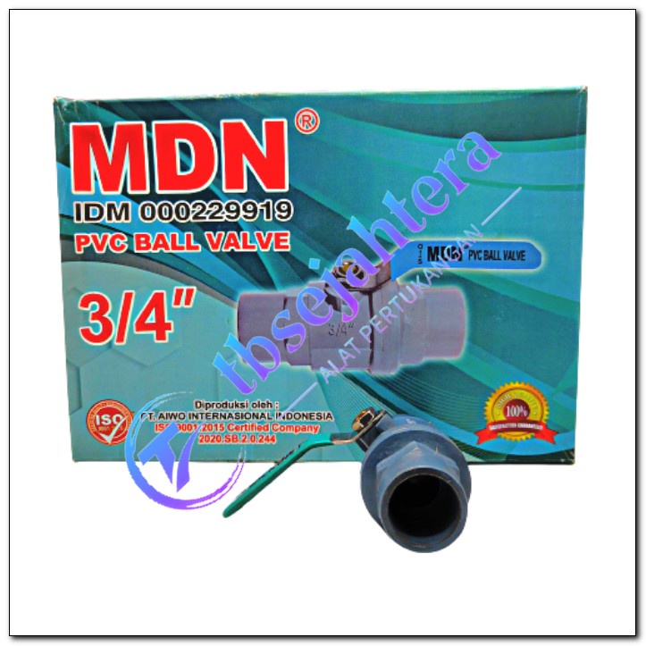 Stop Kran Ball Valve pvc gagang besi MDN  3/4 inch / stop kran 3/4"