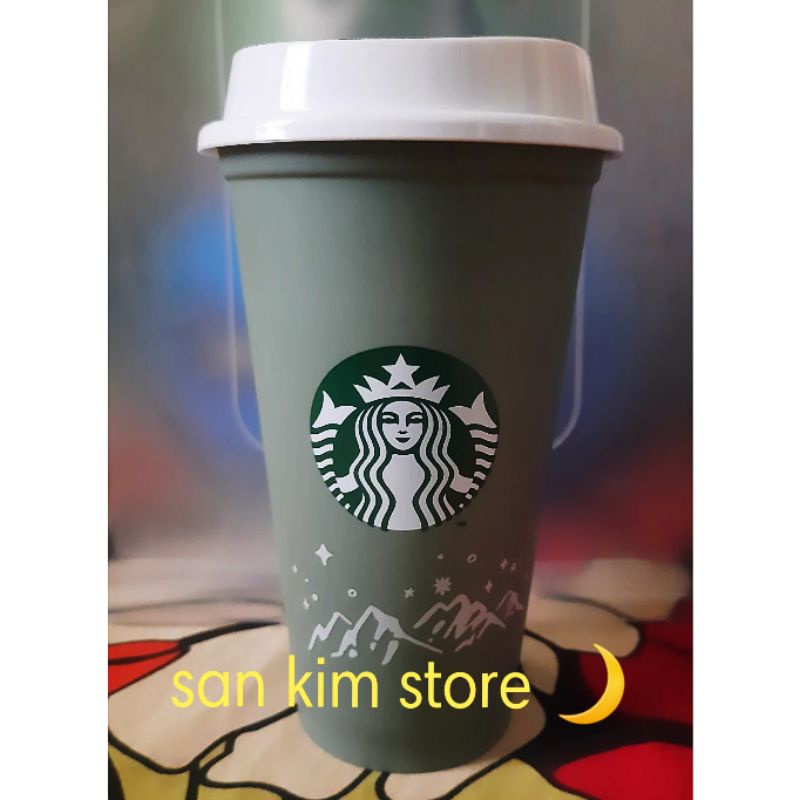 STARBUCKS REUSABLE CUP | MOUNTAIN | FADED GREEN