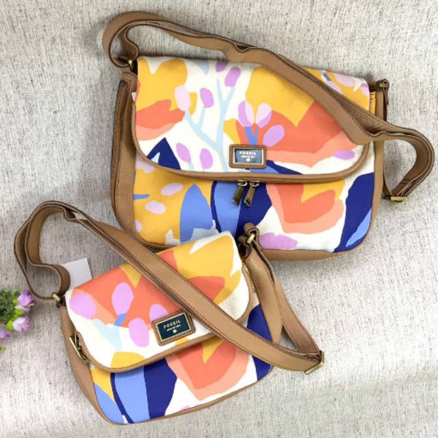 FOSSIL Medium Preston Flap Flower Multi tas original authentic asli selempang slingbag crossbody