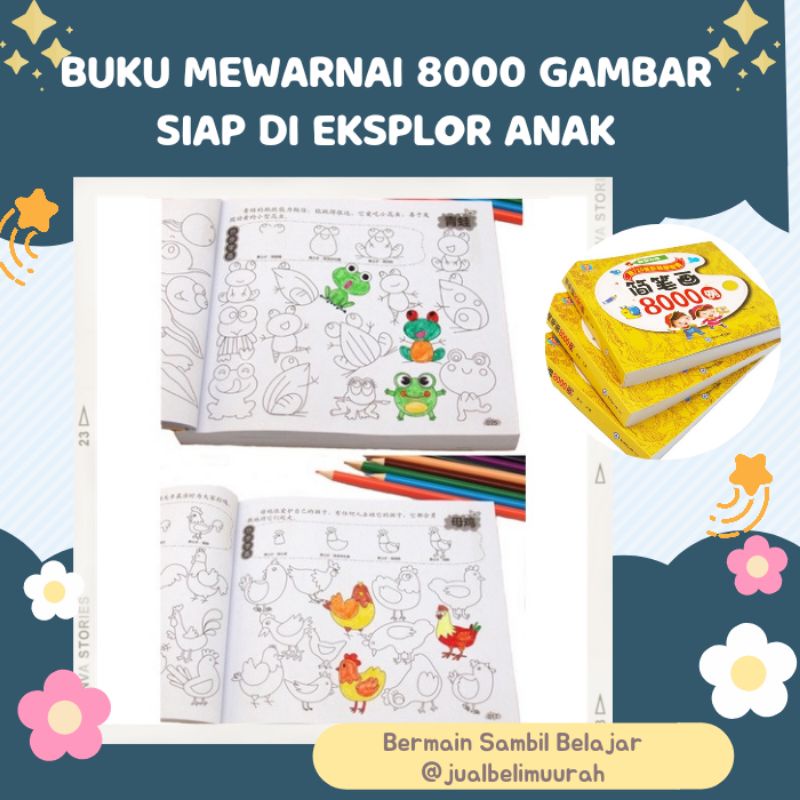 

buku mewarnai anak anak 8000 object drawing book activity book