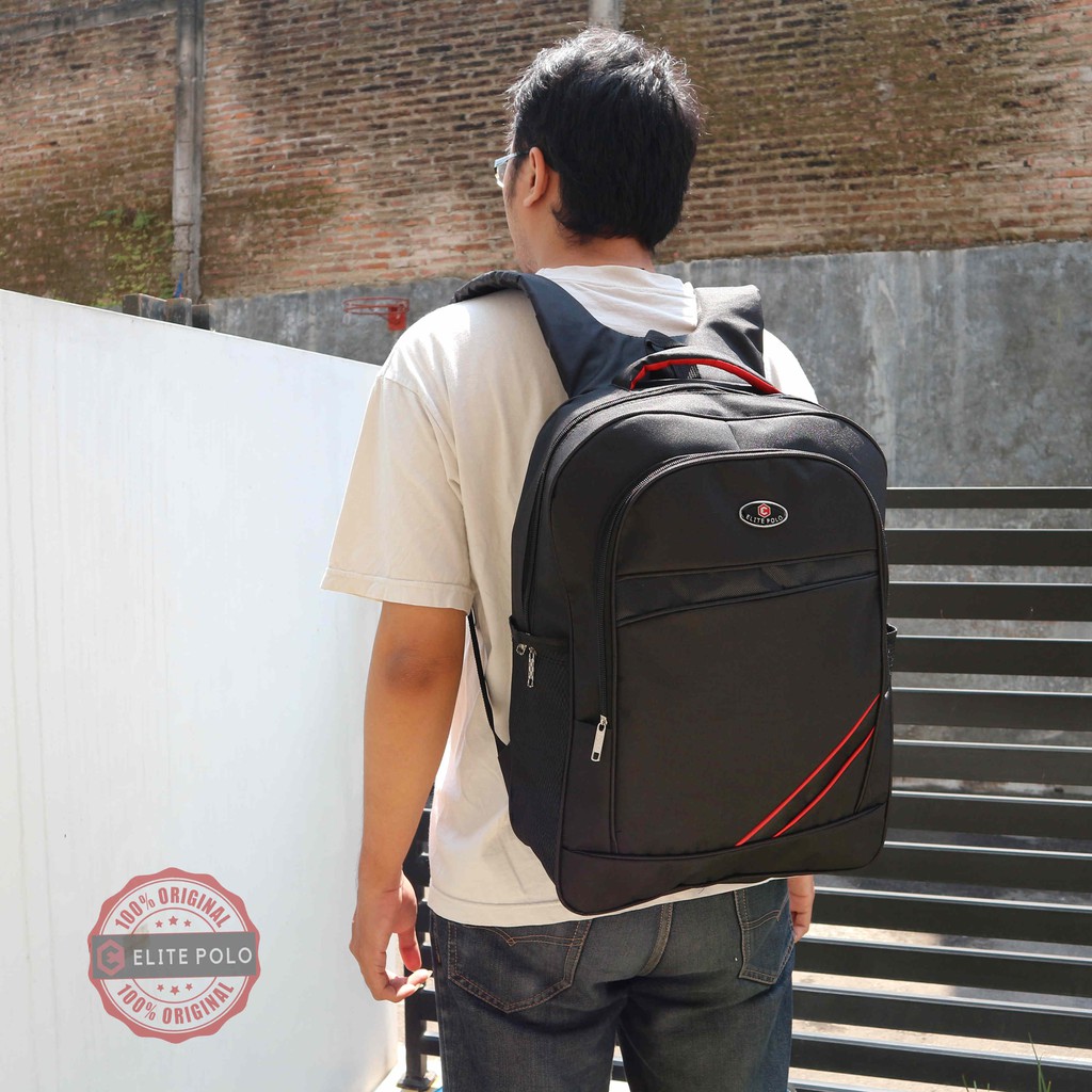 Tas Ransel Laptop Punggung Backpack Elite Polo Original FREE RAINCOVER + SLOT LAPTOP HARGA PROMO!!