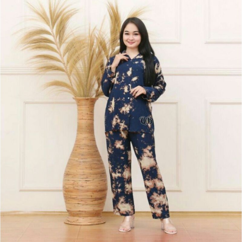 TERMURAH | Set Kemeja Wanita / Set Tie Dye Lengan Panjang / Oneset Rayon / Oneset Tie Die