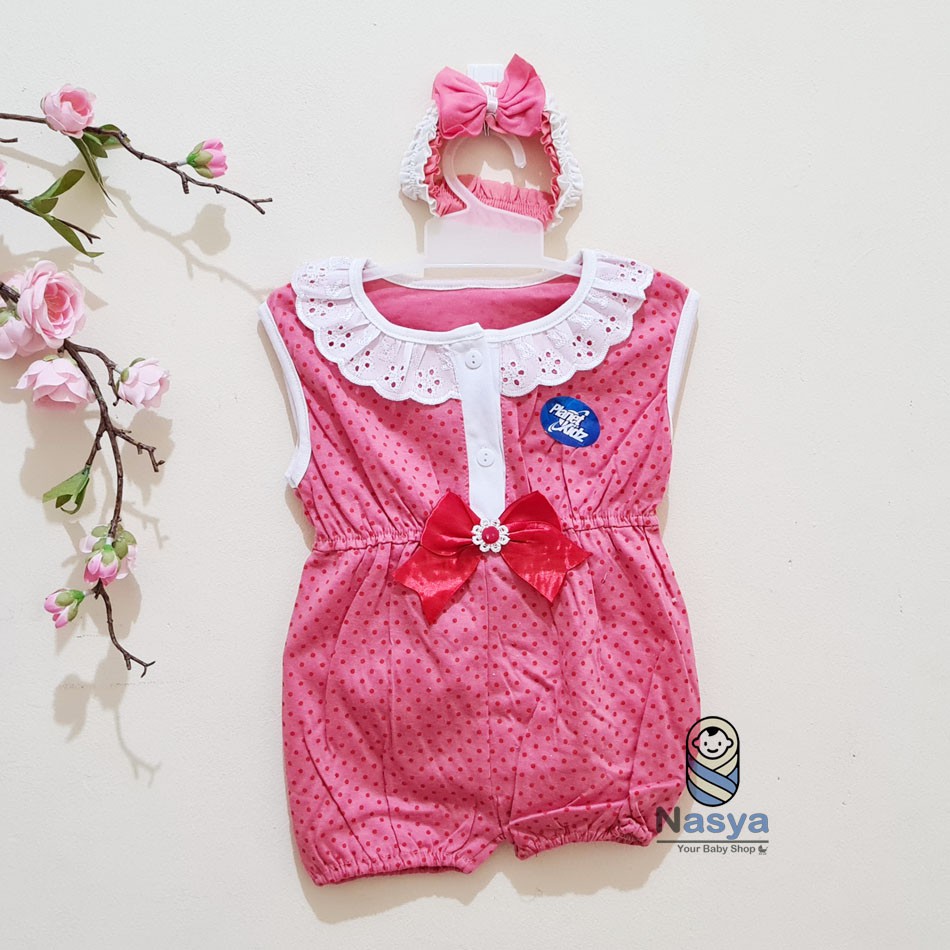 [P-003] Baju Bayi Jumpsuits Bayi Perempuan Lengan Aksen Renda (0-6 bulan) Planet Kids (Planet Kid)