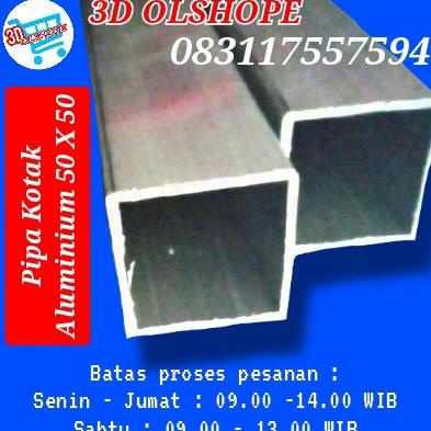 Pipa kotak aluminium / Hollow 50 mm X 50 mm X Tebal 2,6 mm