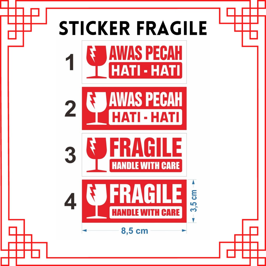 

Sticker Stiker Label Fragile Awas Pecah Handle With Care 8,5 x 3,5 cm
