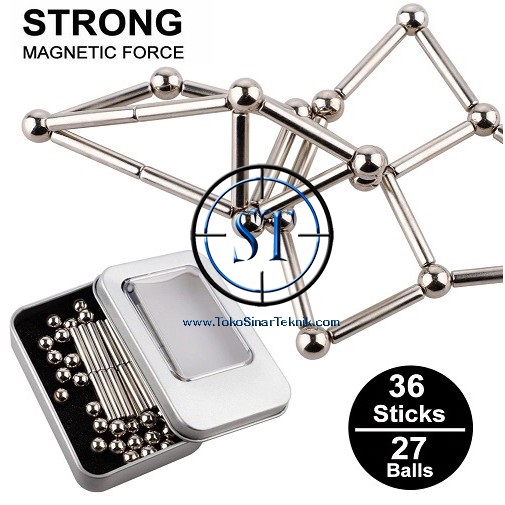 36 Pcs Magnetic Sticks + 27 Pcs Steel Balls Toy Building Buckyballs Puzzle