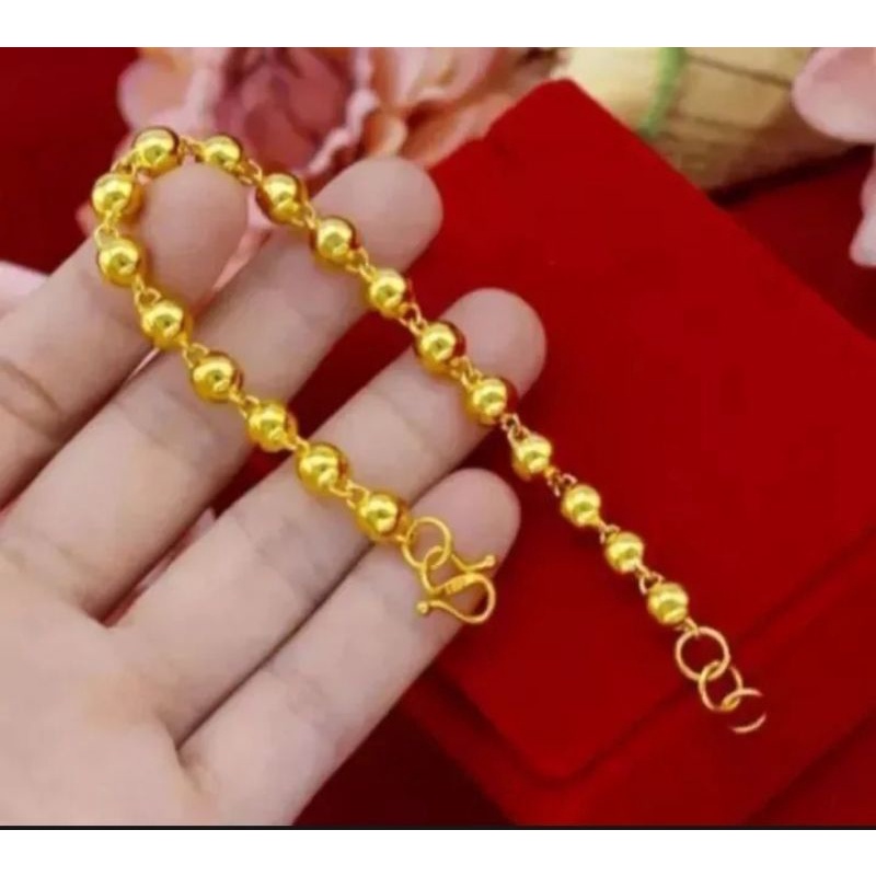 Gelang tangan motif bola bola berlapis emas 24k asli