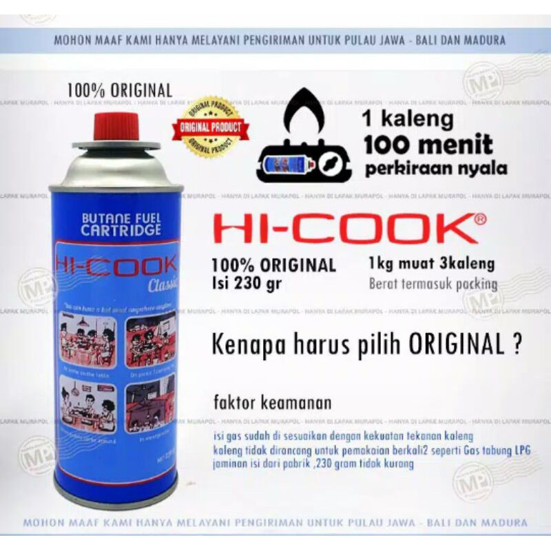 GAS  HI - COOK kompor portable  ( KALENG KOSONG ) / ISI 100% ORIGINAL