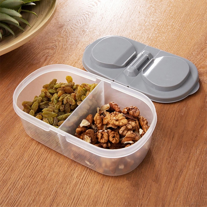 2Pcs/set Refrigerator Food Fresh-keeping Box / Double Compartment Covered Fruit Vegetable Food GrainStorage Box