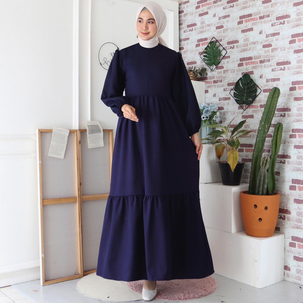 Gamis Malika Busui Maxi Dress Lengan Balon Fashion Muslim