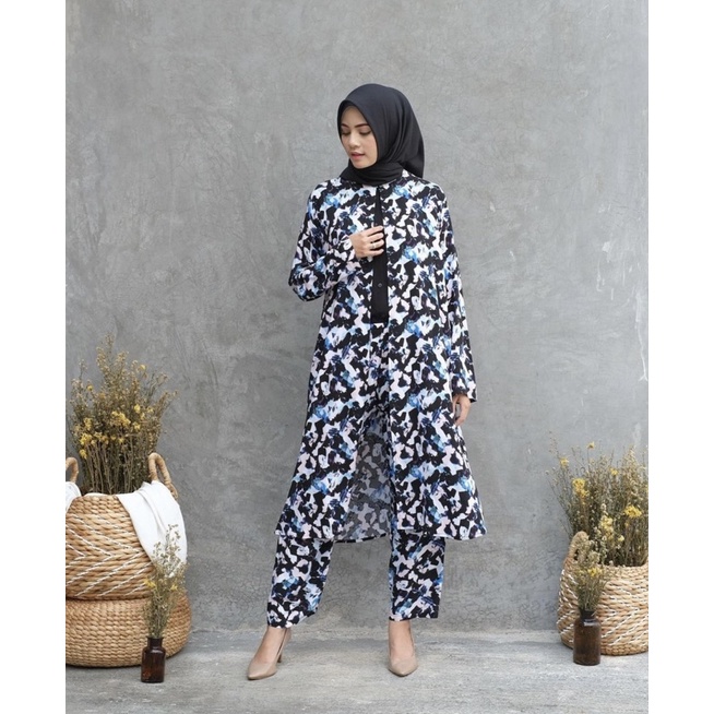 Ounadoutfit MOZAIC set outer / setelan muslim wanita / oneset outer motif wanita / set celana muslim / setelan panjang wanita