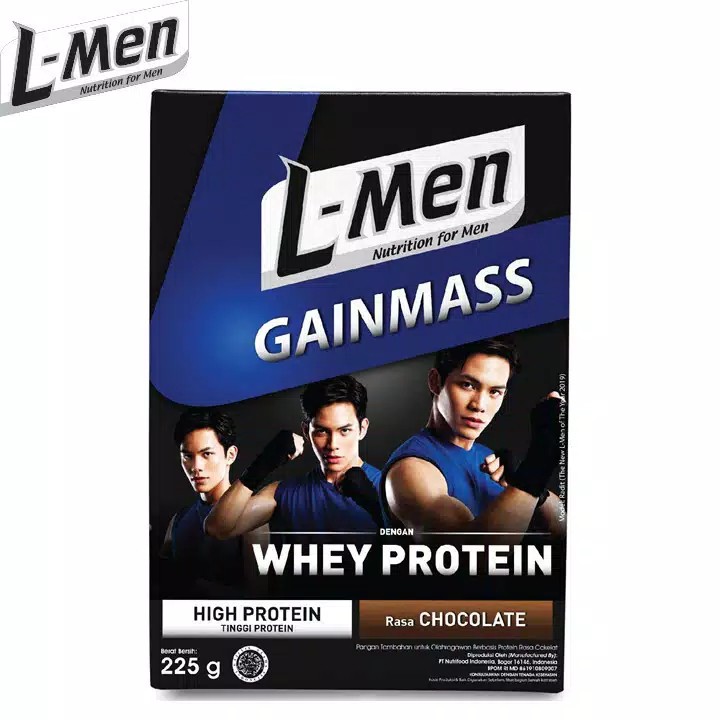 L-men Gainmass Chocolate 225gr - Lmen susu penambah massa otot