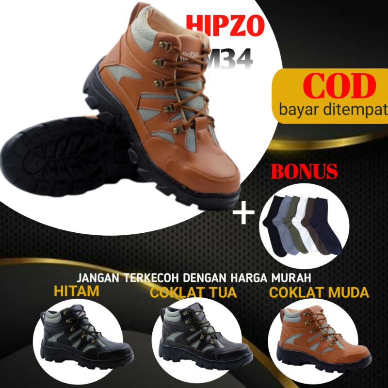 sepatu safety pria kekinian HIPZO M34 Sepatu Pria Sepatu Safety Pria Sepatu Boots
