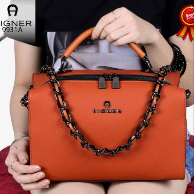 Tas Collection AIGNER ROMA DOLIN Generbtes MODELINA Like ori Soft Leather Hardware Black(9931A)