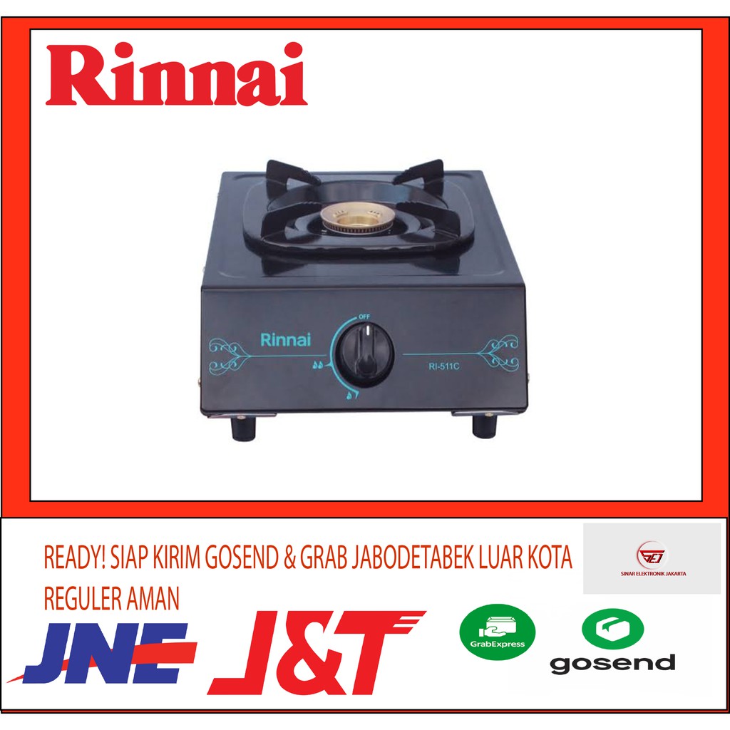 Rinnai RI 511C . Kompor Gas 1 Tungku Burner Kuningan . Baru &amp; Bergaransi