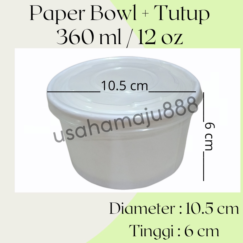 (50set) Paper Bowl Plus Tutup 360ml 12oz / Mangkok Kertas Rice Bowl Box