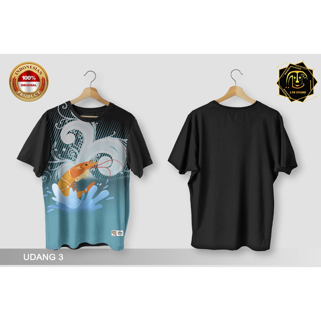 [ BAYAR DI TEMPAT ] BAJU PRINTING GAMBAR UDANG 3 - KAOS DISTRO ORIGINAL MOTIF HEWAN BINATANG IKAN SH