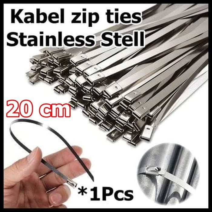Kabel Cable Tie zip ties bahan besi stainless stell panjang 20 cm