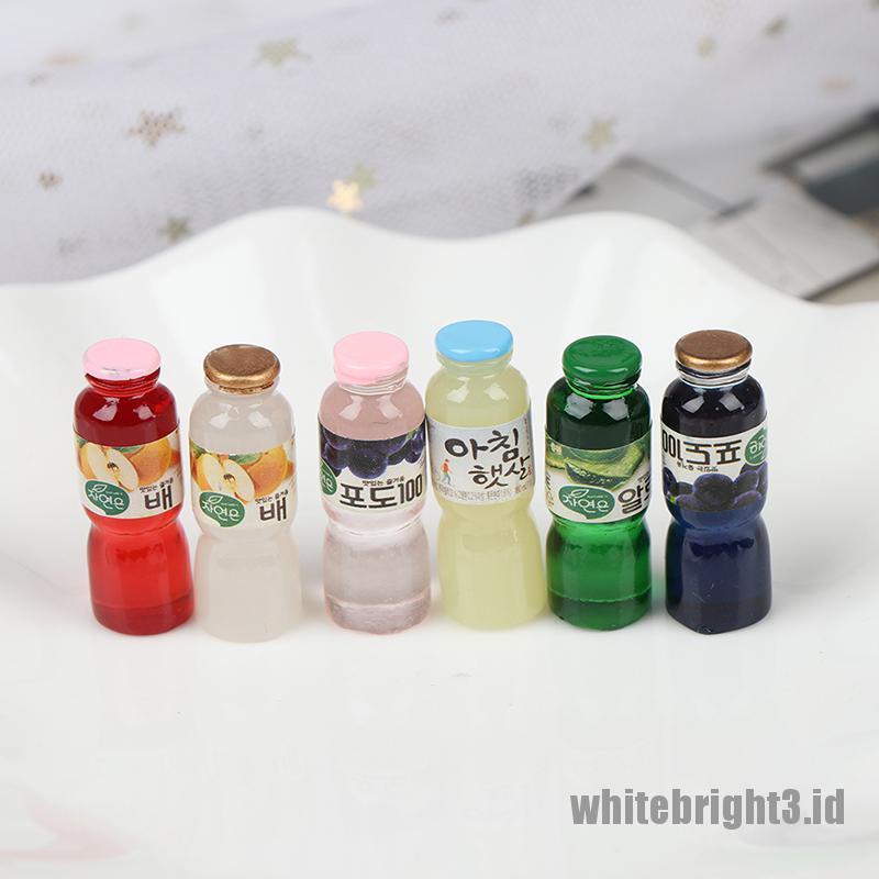 (white3) 5pcs Miniatur Botol Minum Skala 1: 12 Untuk Rumah Boneka
