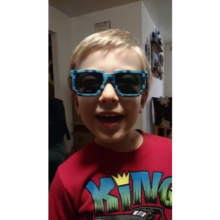 Kacamata Anak Model Pixel Mine craft Frost Diamond Mosaics UV400-7