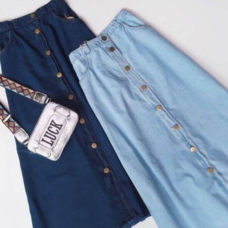 celana jeans wanita//rok jeans wanita kekinian//rok button