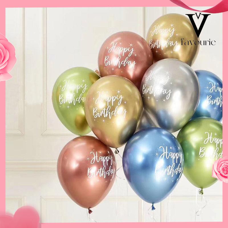 [COD]12 inch chrome latex balloon print selamat ulang tahun balon logam dekorasi pesta ulang tahun-FA