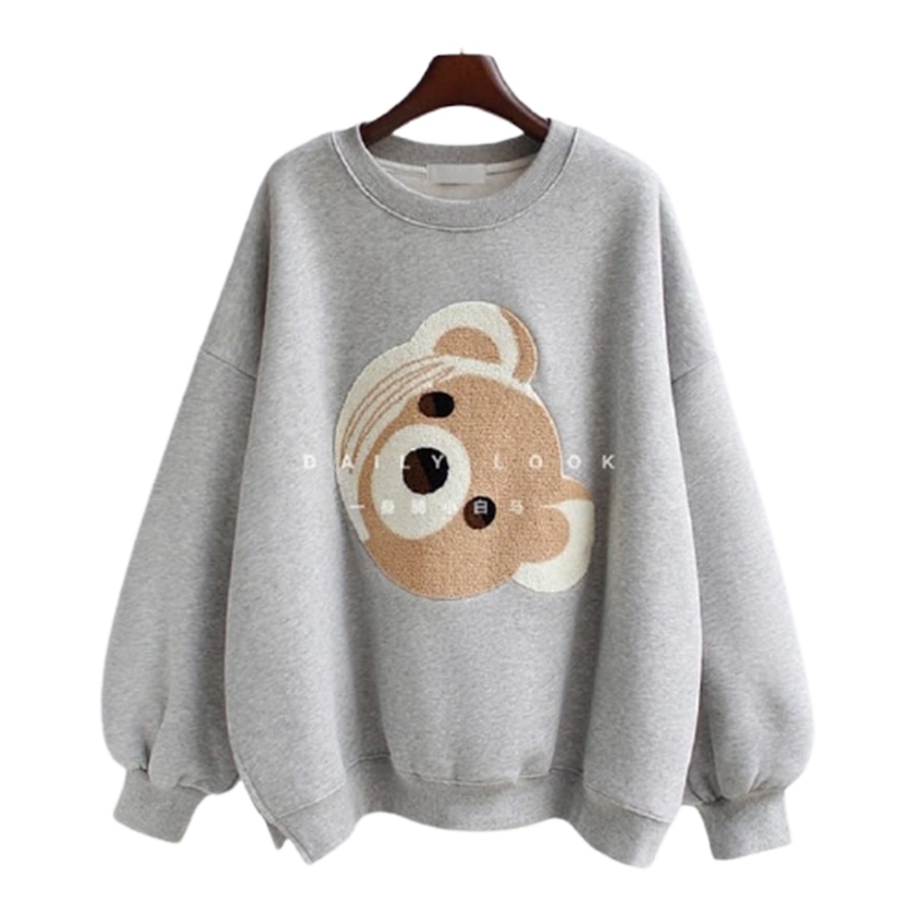 COD - Bear Head Sweater Outerwear Sweter Matt Fleece Tebal Premium OOTD Wanita