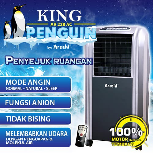 medan elektronik air cooler arashi 228 ac portabel penyejuk ruangan