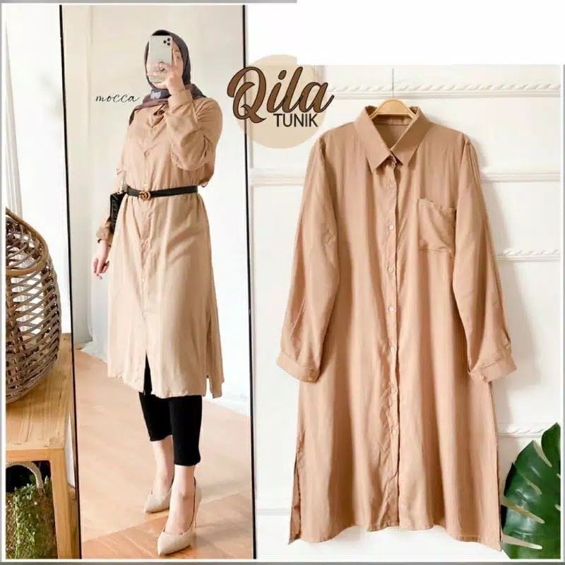 Qila Tunik Bahan moscrepe import Fit To L