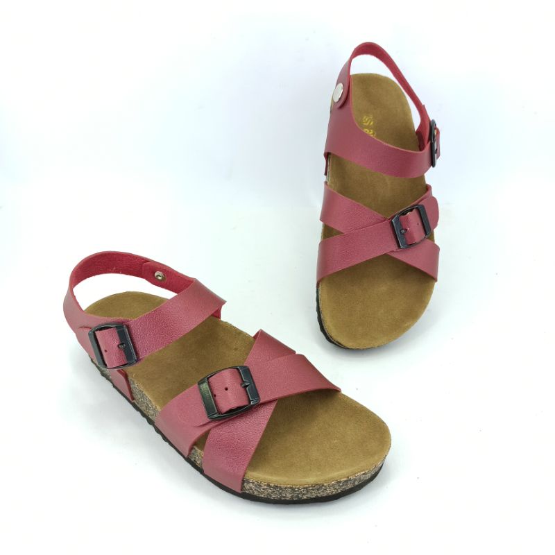 Sandal Birken Wanita Sendal Tali Gesper Motif Andis AF20