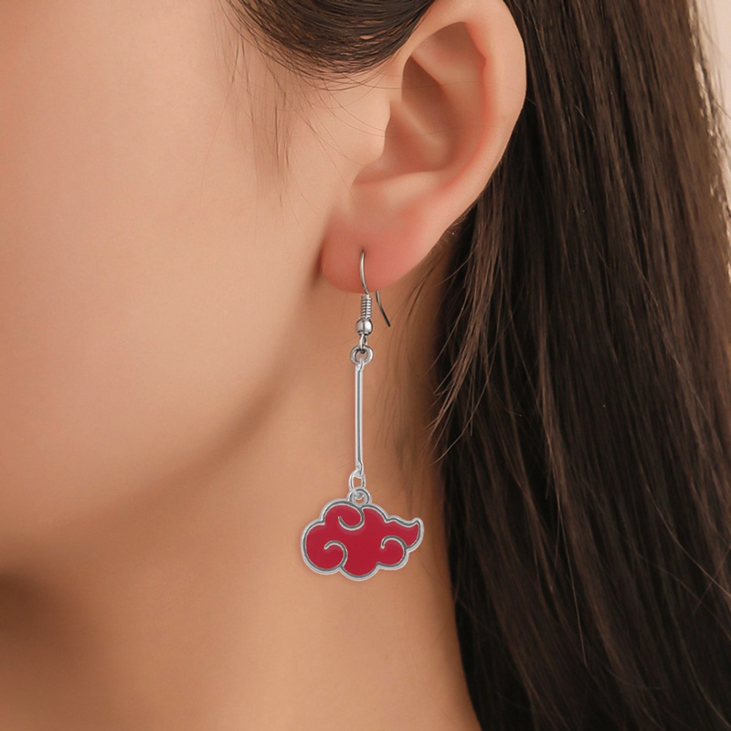 Anime Naruto Jewelry Konoha Earrings For Women Akatsuki Red Cloud Ear Hoops Ninja Darts Dangle Earring Fans Creative Gift