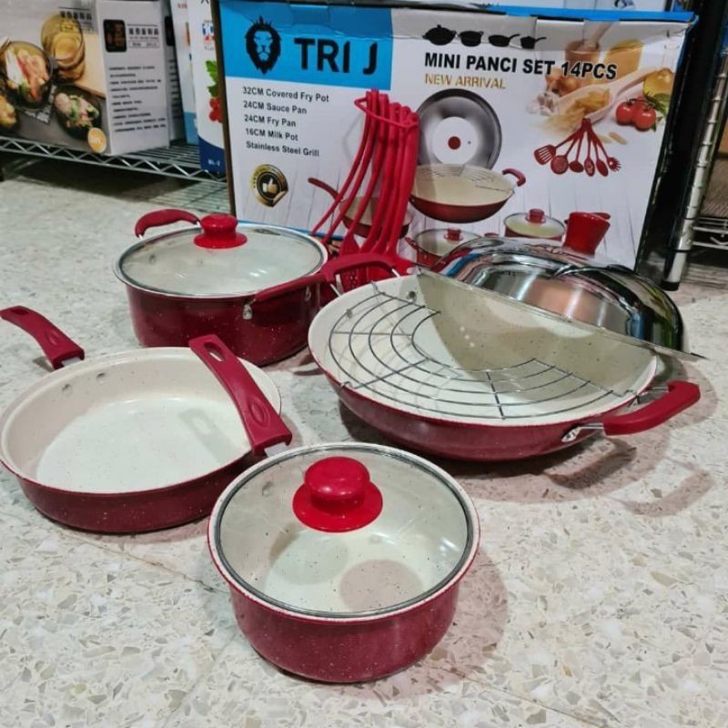 panci set tri j 14pcs / panci set murah