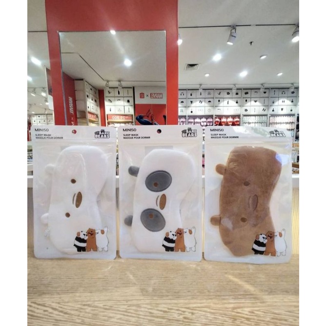 MINISO WE BARE BEARS SLEEP MASK/PENUTUP MATA/MASKER TIDUR TANPA GEL/EYE MASK