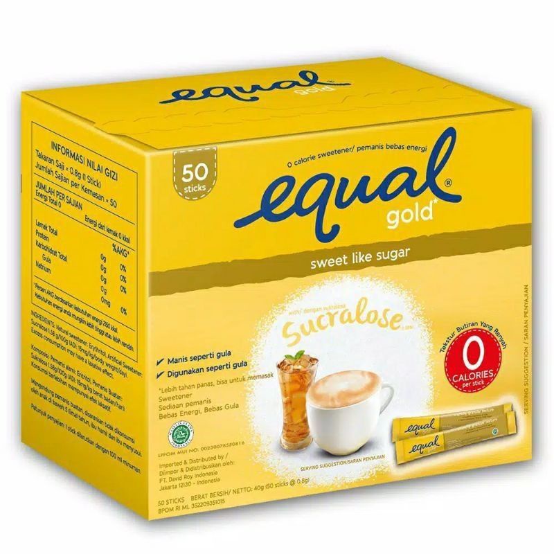 

Equal Gold Stick Sweetener Zero Calorie 50 stick
