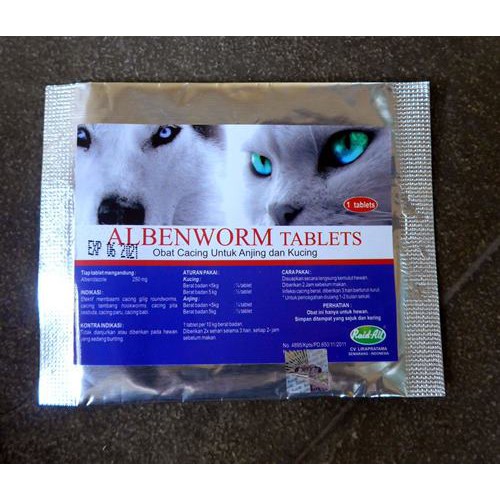 ALBENWORM Tablets Tablet Obat Cacing untuk Kucing Anjing Alben Worm