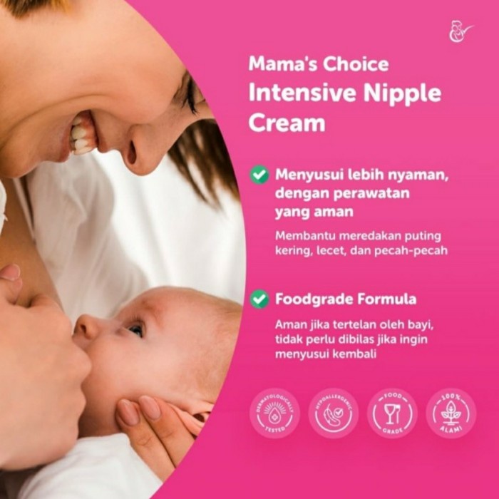 MAMA'S CHOICE Intensive Nipple Cream Krim Puting Food Grade dan Halal Obat Lecet Puting