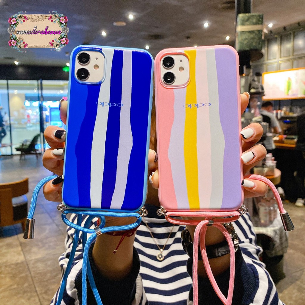 SS165 Softcase Tali Slingcase Lanyard Rainbow Oppo A1k A3s A37 A57 A39 A71 A83 A59 F1s SB1544