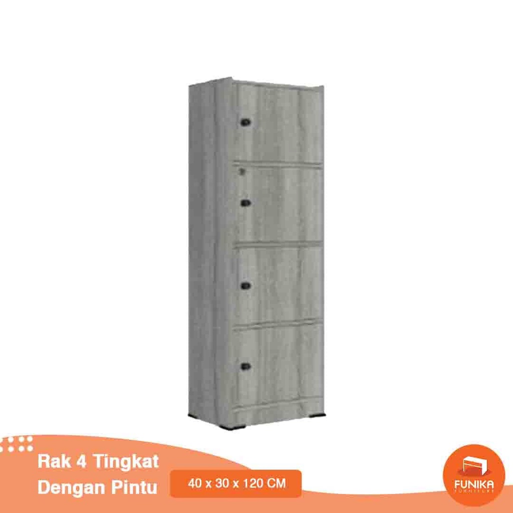 FUNIKA x Graver Rak penyimpanan buku 4 susun / Bookcase serbaguna / Lemari Penyimpanan Serbaguna den