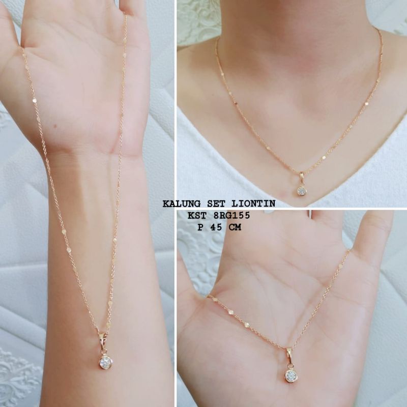 Kalung Titanium Set Liontin Wanita Korea style