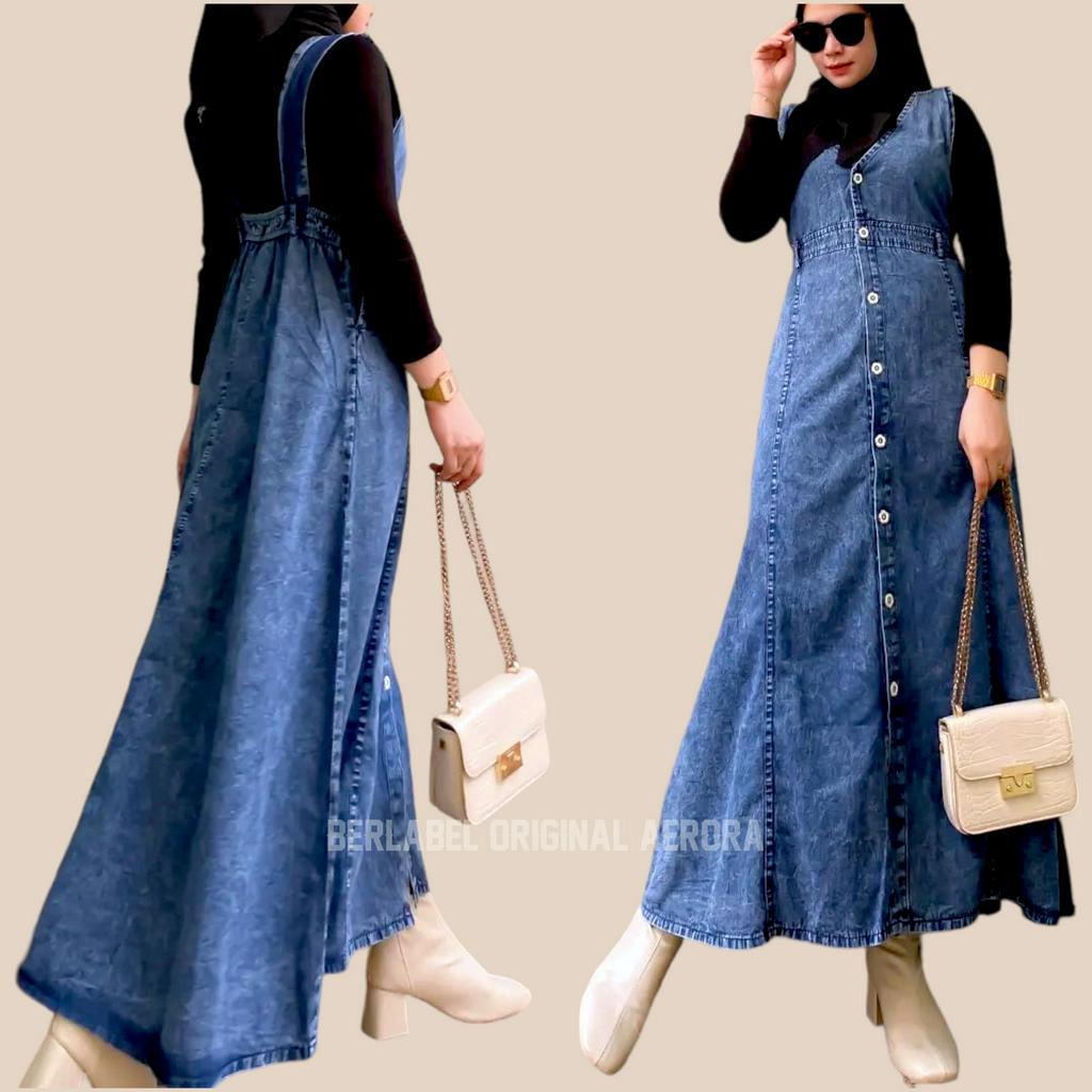 Baju Kodok Overall Overal Dress Jeans Wanita 2023 Motif Premium Ld 110 P 130 Villa Overall Allsize