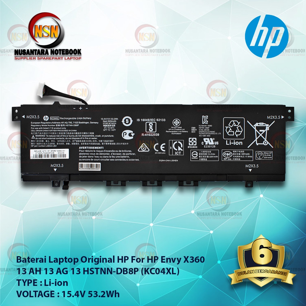 Baterai Laptop Original HP For HP Envy KC04XL X360 13 AH 15.4V 53.2Wh