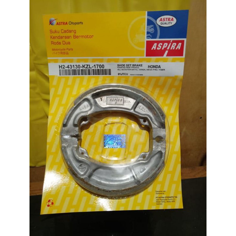 Kampas Rem Belakang Aspira KZL All Beat Vario Spacy Verza MegaPro Tiger Beat Vario H2-43130-KZL-1700