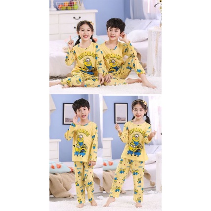 BAJU TIDUR ANAK SETELAN PIYAMA BAYI SET LENGAN PANJANG/BAJU TIDUR ANAK COUPLE C18-A