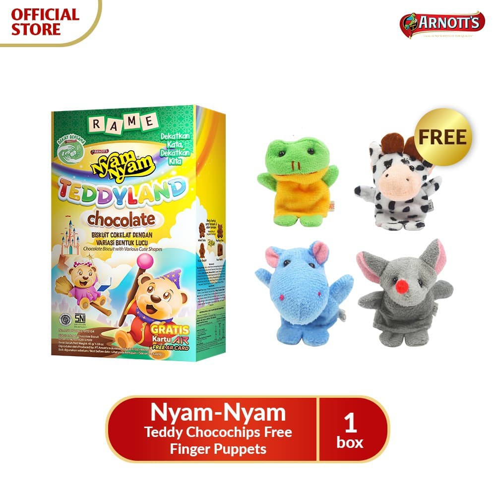 

PROMO ARNOTT'S NYAM-NYAM TEDDY CHOCOCHIPS FREE FINGER PUPPETS TERMURAH