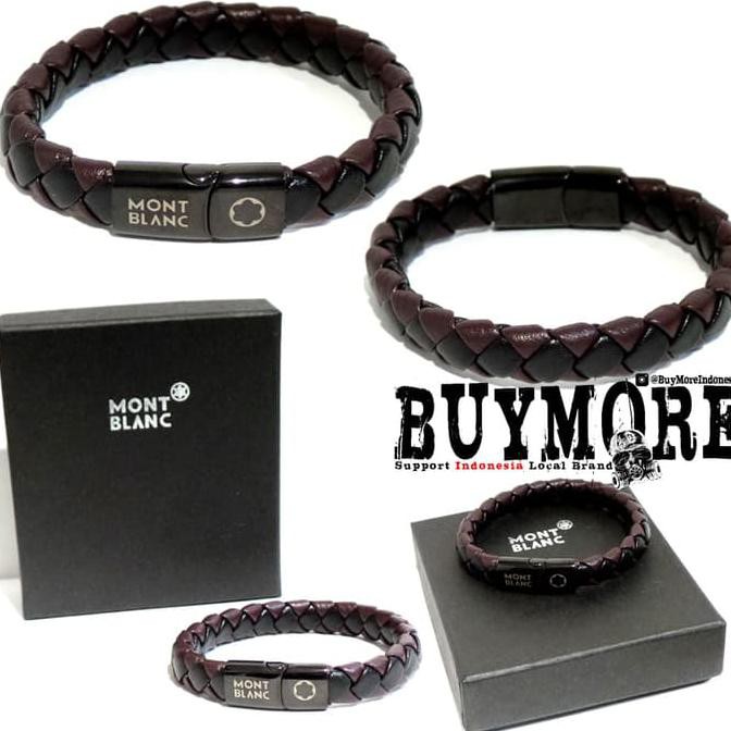 Gelang Kulit Pria Gelang Montblanc Bracelet Black Leather MURAH