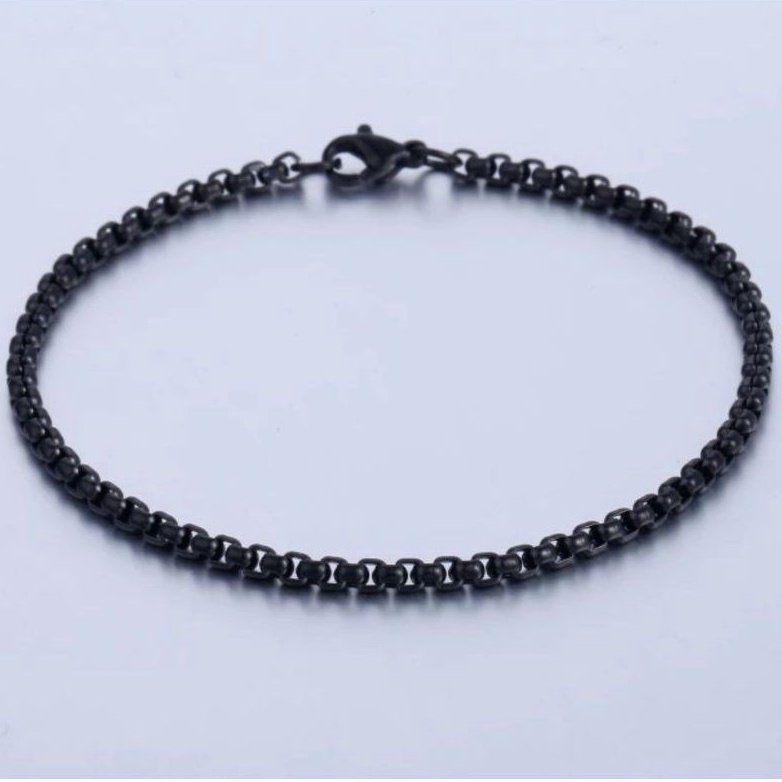 Gelang Titanium Hitam Rantai Black Anti karat