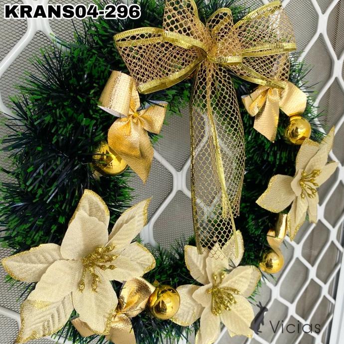 

BISA COD Krans Natal Hiasan Gantungan Pintu Merry Christmas Pita GOLD Polos