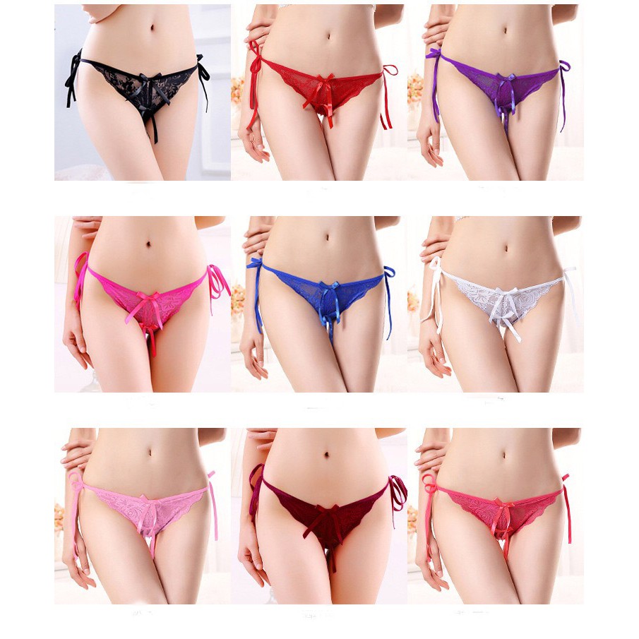 G-String wanita  buka Celana Dalam Belah Tali Samping Lingerie 055