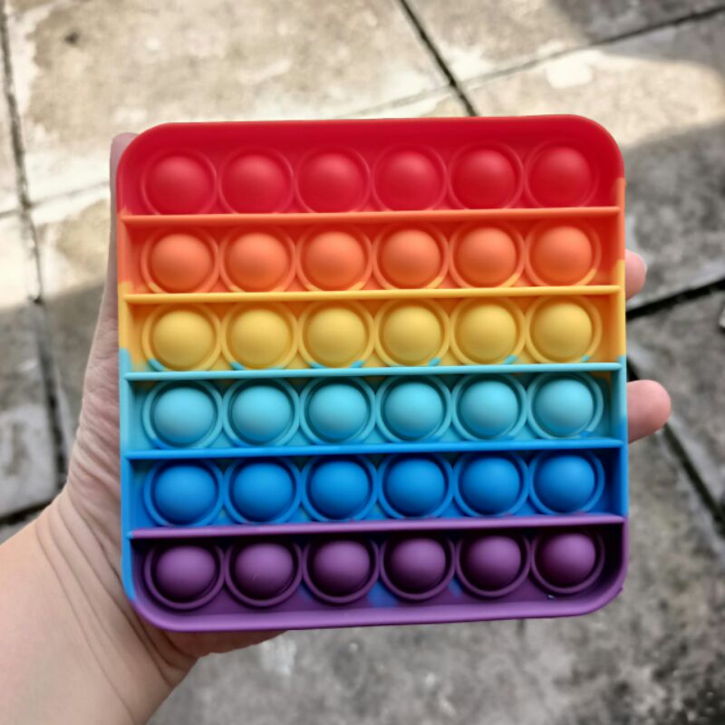 Mainan Viral Pop it Fidget Rainbow, Pop it viral, Mainan pop it, Fidget toys-persegi rainbow
