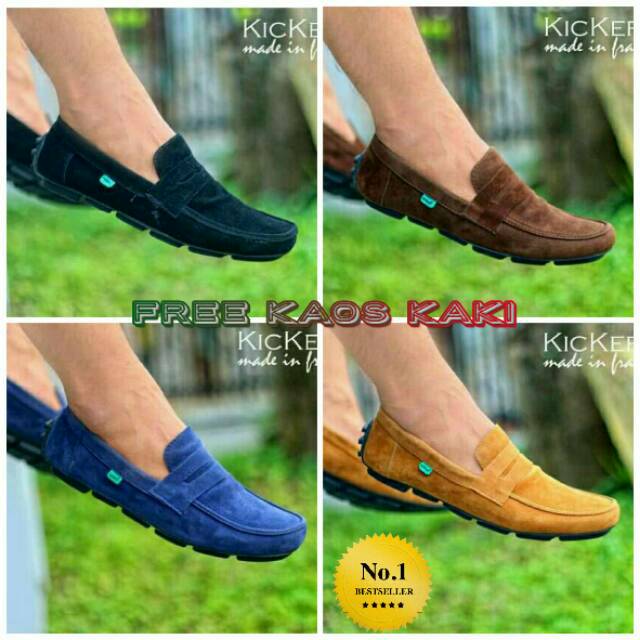 Promoo !!!! Sepatu slip on pria kickers casual slop formal kerja kantor kulit asli santai kuliah 4.5